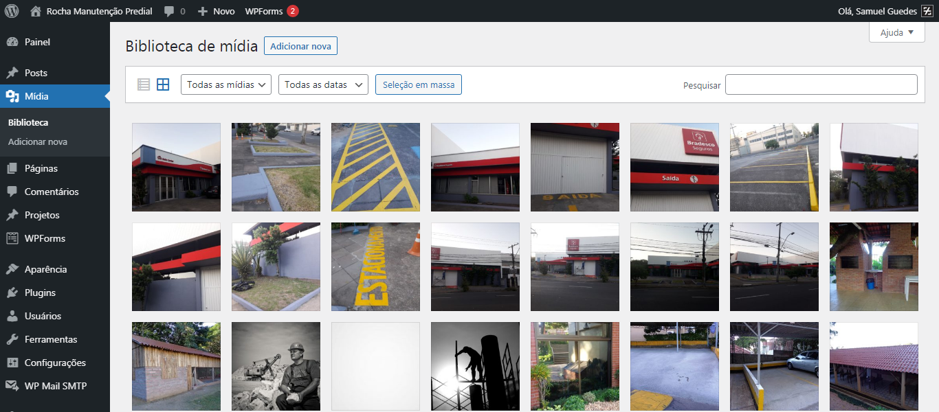 Visão da biblioteca de imagens do site